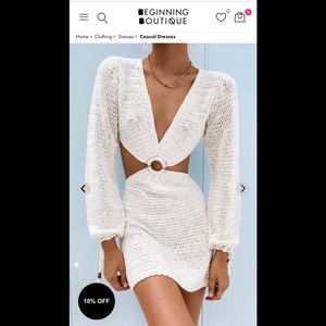 Beginning Boutique Cleo Crochet White Dress